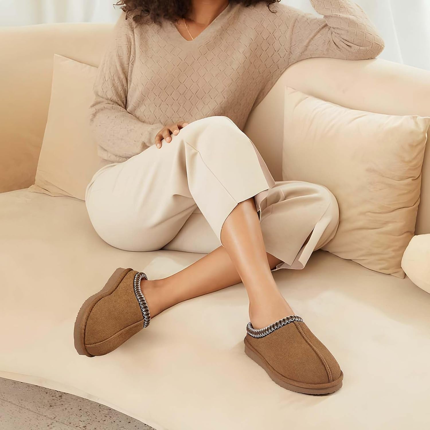 Memory Foam Slippers for Women Men Cozy Warm House Shoes Indoor and Outdoor
